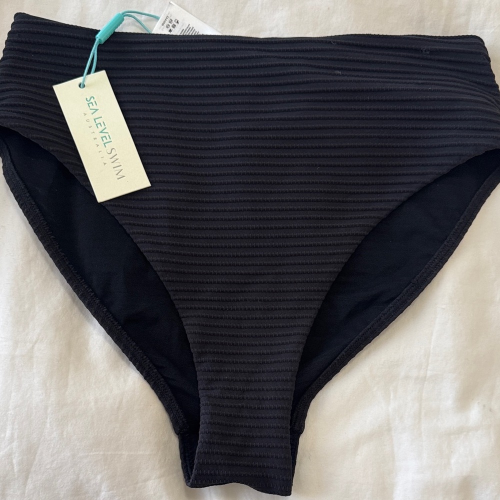 Sea Level Australia Ribbed Black Bikini Bottom NWT